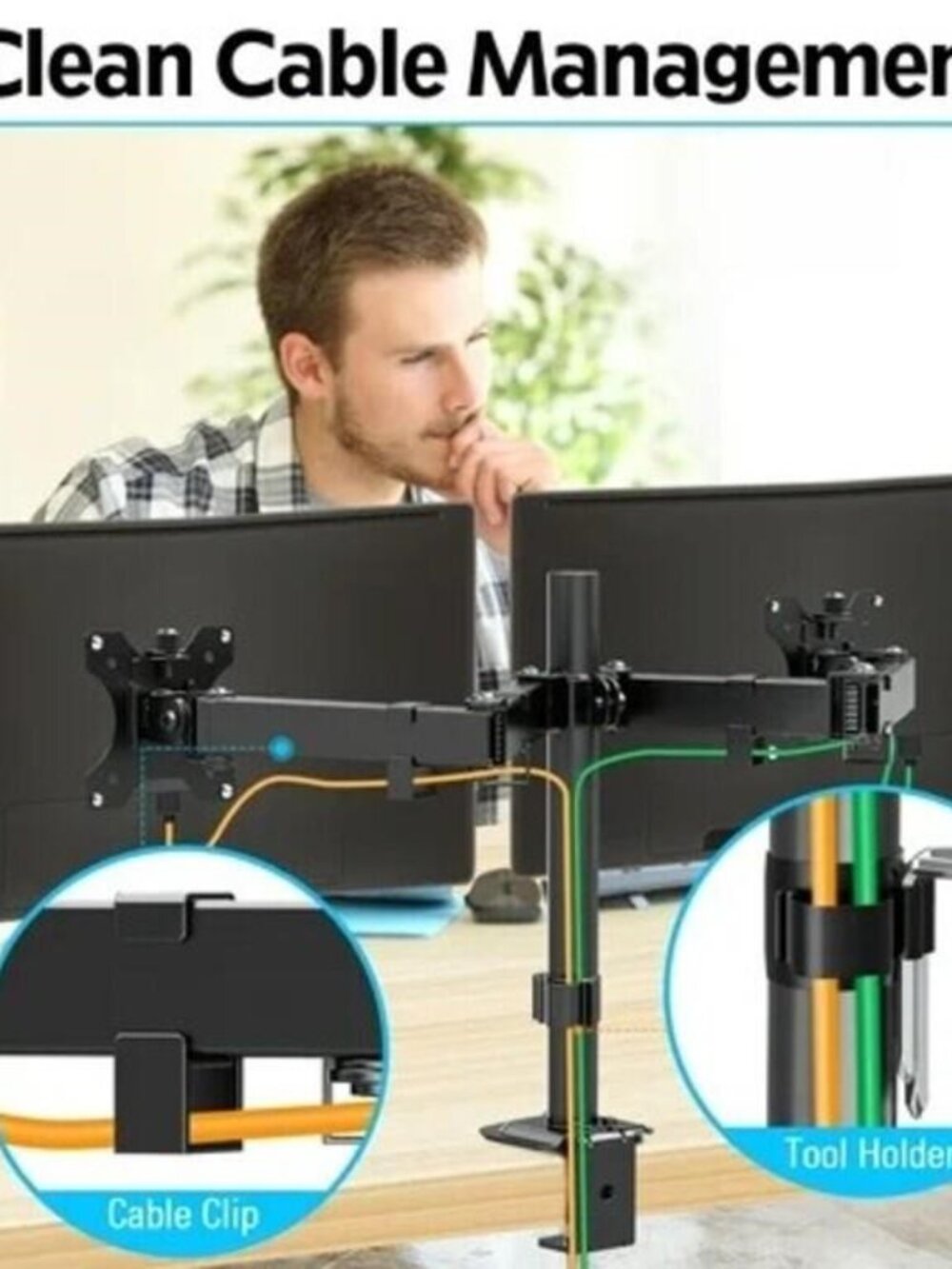 HOMOUNT Dual Monitor Desk Mount for Max 32 Inch, A